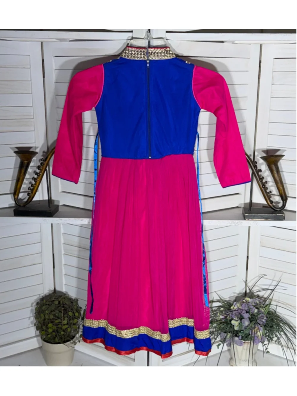 Vintage Ararkali Dress blue and magenta child's costume Disney princess Jasmin M